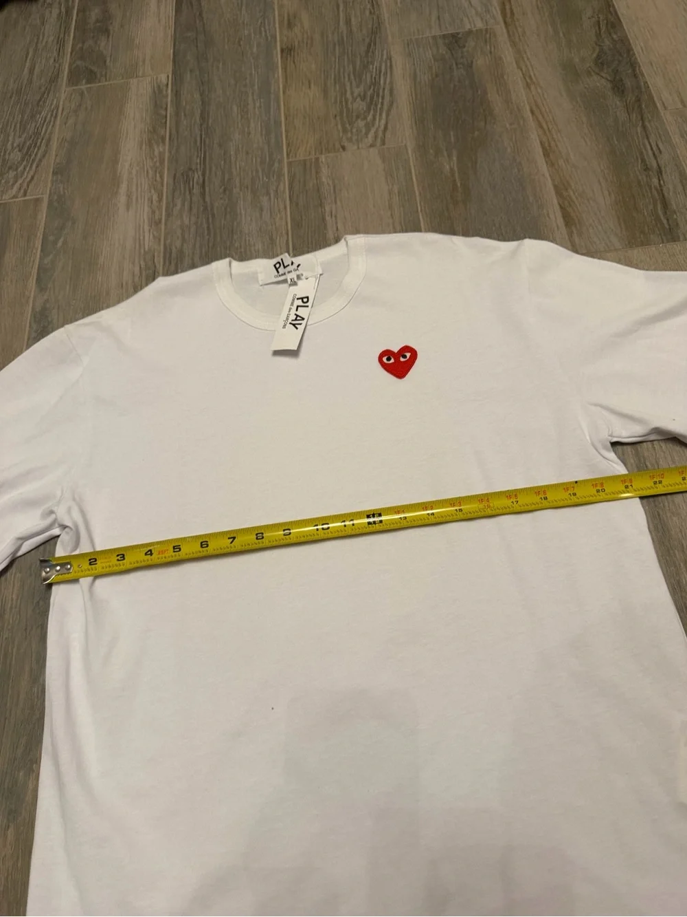 Comme des Garcons PLAY White Long-Sleeve Tee with Red Heart Logo